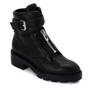 Brand New Dolce Vita Lurra Leather Zip Moto Ankle Boots Black Size 8